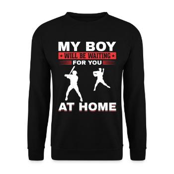 Sohn Baseball Catcher Pitcher Batter Papa Mama - Unisex Pullover - Schwarz - Vorne - Alina (178cm) & Michal (187cm)