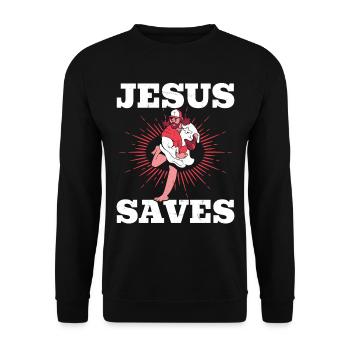 Jesus Baseball Humor Men Women Christian - Unisex Sweatshirt - black - Front - Alina (178cm) & Michal (187cm)