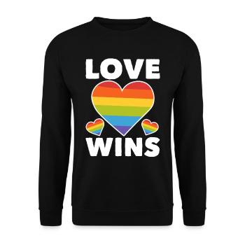 Regenbogenflagge LGBTQ Herz Lesbisch Schwul Stolz - Unisex Pullover - Schwarz - Vorne - Alina (178cm) & Michal (187cm)
