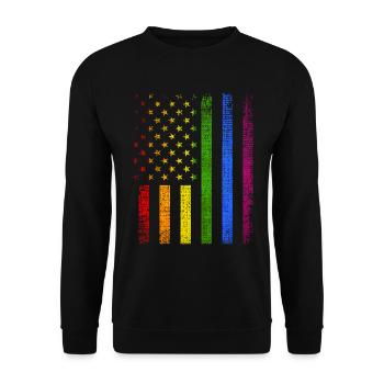 Bunte amerikanische Flagge LGBTQ Stolz - Unisex Pullover - Schwarz - Vorne - Alina (178cm) & Michal (187cm)
