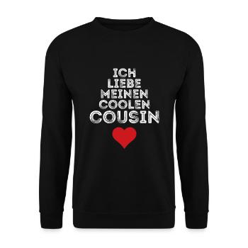Ich liebe meinen coolen Cousin - Unisex Pullover - Schwarz - Vorne - Alina (178cm) & Michal (187cm)