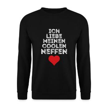Ich liebe meinen coolen Neffen - Unisex Pullover - Schwarz - Vorne - Alina (178cm) & Michal (187cm)