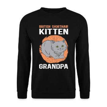 British Shorthair Grandpa Chaton Chat Cadeau - Sweat-shirt Unisexe - noir - Devant - Alina (178cm) & Michal (187cm)