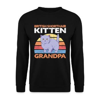 British Shorthair Grandpa Cat Cadeau - Sweat-shirt Unisexe - noir - Devant - Alina (178cm) & Michal (187cm)
