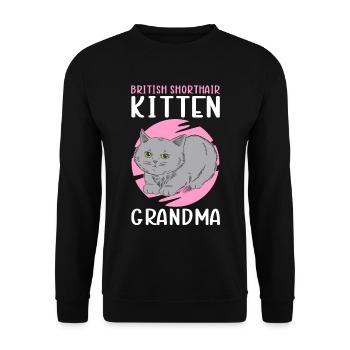 British Shorthair Grandma Cat Mom Cadeau - Sweat-shirt Unisexe - noir - Devant - Alina (178cm) & Michal (187cm)