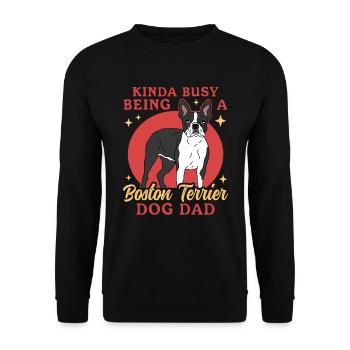 Boston Terrier Dad Hundebesitzer Hunde Geschenk - Unisex Pullover - Schwarz - Vorne - Alina (178cm) & Michal (187cm)
