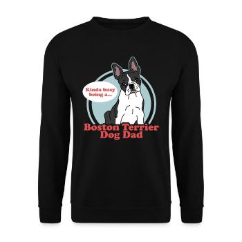 Boston Terrier Dad | Hunde Hundebesitzer Geschenk - Unisex Pullover - Schwarz - Vorne - Alina (178cm) & Michal (187cm)