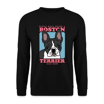 Boston Terrier Mom Hunde Hundebesitzerin Geschenk - Unisex Pullover - Schwarz - Vorne - Alina (178cm) & Michal (187cm)