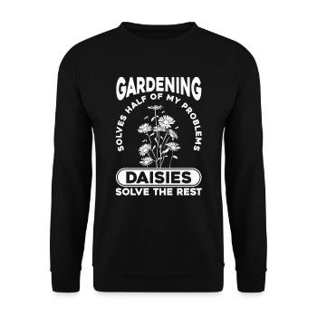 Hobbygärtner Garten Gärtner Gänseblume - Unisex Pullover - Schwarz - Vorne - Alina (178cm) & Michal (187cm)
