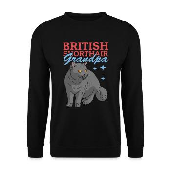 Grand-père British Shorthair | Cadeau papa chat - Sweat-shirt Unisexe - noir - Devant - Alina (178cm) & Michal (187cm)