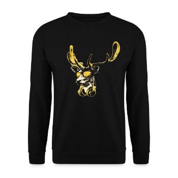 Deer DJ Bling. Cool and Funny Music Animal With - Unisex Sweatshirt - black - Front - Alina (178cm) & Michal (187cm)