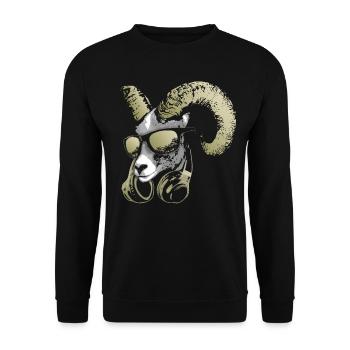 DJ Goat Bling Bling Music Animal con auriculares - Sweat-shirt Unisexe - noir - Devant - Alina (178cm) & Michal (187cm)