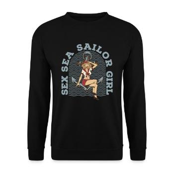 Seglen Segelboot Segler - Unisex Pullover - Schwarz - Vorne - Alina (178cm) & Michal (187cm)