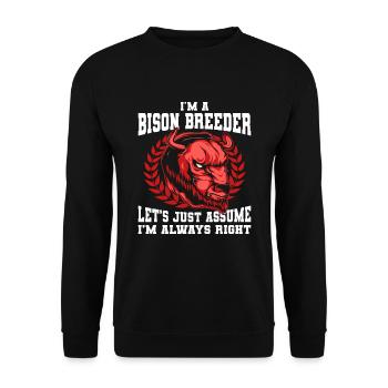 Amerikanischer Bison Büffel - Unisex Pullover - Schwarz - Vorne - Alina (178cm) & Michal (187cm)