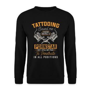 Funny Tattoo Artist Tattoos Inked Tattooist - Unisex Sweatshirt - black - Front - Alina (178cm) & Michal (187cm)