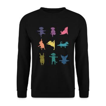 Colorful Dog Yoga Pose Funny Yoga Teacher - Unisex Sweatshirt - black - Front - Alina (178cm) & Michal (187cm)