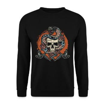 Skull Snake Tattoo Lover Tattoo - Sweat-shirt Unisexe - noir - Devant - Alina (178cm) & Michal (187cm)