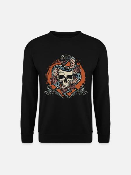 Totenkopf Schlange Tattoo Liebhaber Tattoo - Unisex Pullover - Schwarz