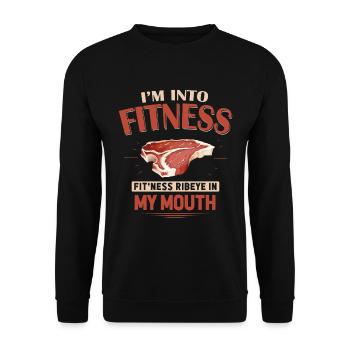 Ribeye Steak Liebhaber Funny Fitness Sportler - Unisex Pullover - Schwarz - Vorne - Alina (178cm) & Michal (187cm)