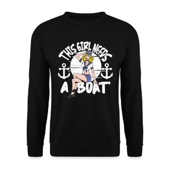 Seglen Segelboot Segler - Unisex Pullover - Schwarz - Vorne - Alina (178cm) & Michal (187cm)