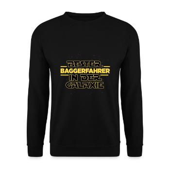 Bester Baggerfahrer in der Galaxie Baustelle - Unisex Pullover - Schwarz - Vorne - Alina (178cm) & Michal (187cm)