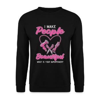 Coiffeur Coiffeur Coiffure Coiffure Coiffure Coiffure - Sweat-shirt Unisexe - noir - Devant - Alina (178cm) & Michal (187cm)