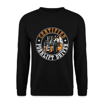 Staplerfahrer Stapler Coole Gabelstapler Geschenk - Unisex Pullover - Schwarz - Vorne - Alina (178cm) & Michal (187cm)