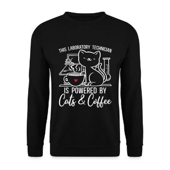 Laboratory Technician Cat Science Coffee Gift - Unisex Sweatshirt - black - Front - Alina (178cm) & Michal (187cm)