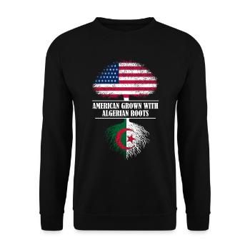 American Grown with algerian Roots flag - Unisex Pullover - Schwarz - Vorne - Alina (178cm) & Michal (187cm)