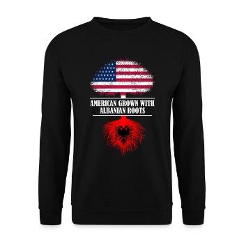 Américain cultivé avec le drapeau des racines albanaises - Sweat-shirt Unisexe - noir - Devant - Alina (178cm) & Michal (187cm)