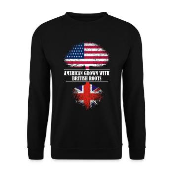 American grown with british roots Great Britain - Unisex Pullover - Schwarz - Vorne - Alina (178cm) & Michal (187cm)