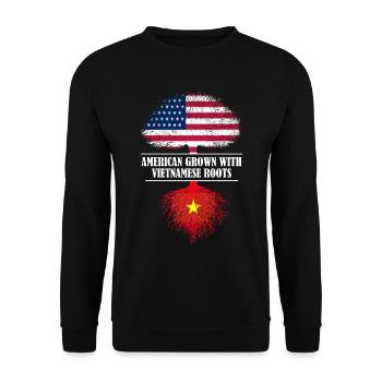 American grown with vietnamese roots flag - Unisex Sweatshirt - black - Front - Alina (178cm) & Michal (187cm)