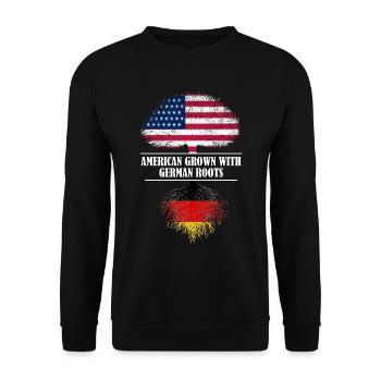American grown with german roots Germany - Unisex Pullover - Schwarz - Vorne - Alina (178cm) & Michal (187cm)