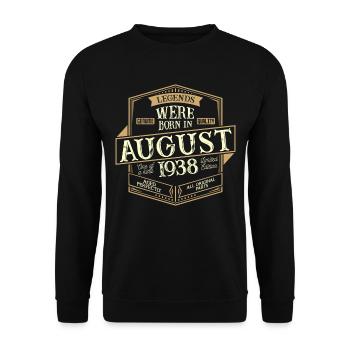 August 1938 birthday man - Unisex Sweatshirt - black - Front - Alina (178cm) & Michal (187cm)