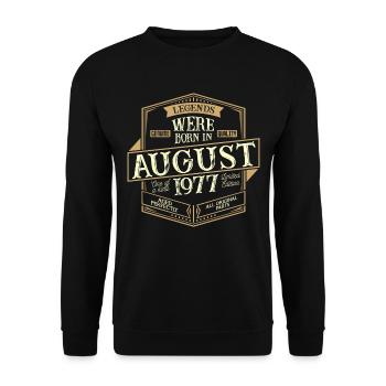 August 1977 Birthday Man - Unisex Sweatshirt - black - Front - Alina (178cm) & Michal (187cm)