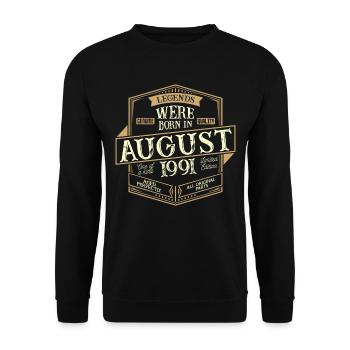 August 1991 Birthday Man - Unisex Sweatshirt - black - Front - Alina (178cm) & Michal (187cm)