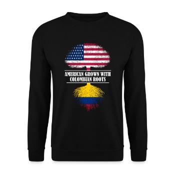 American grown with colombian roots flag - Unisex Sweatshirt - black - Front - Alina (178cm) & Michal (187cm)