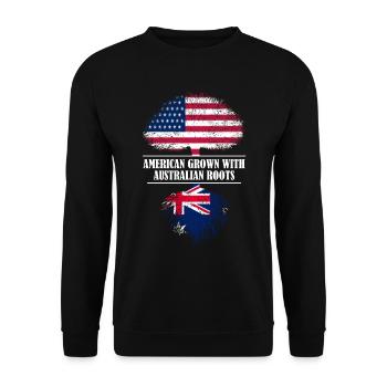 American grown with Australian roots flag - Unisex Pullover - Schwarz - Vorne - Alina (178cm) & Michal (187cm)