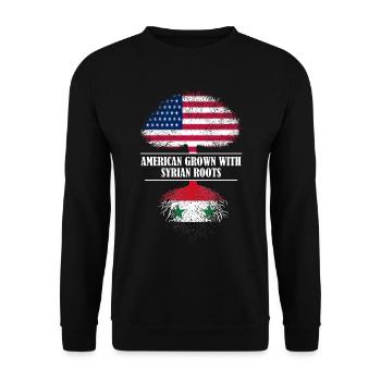 Américain cultivé avec des racines syriennes drapeau - Sweat-shirt Unisexe - noir - Devant - Alina (178cm) & Michal (187cm)