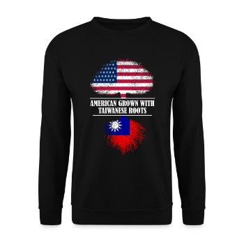 American grown with Taiwanese roots flag - Unisex Sweatshirt - black - Front - Alina (178cm) & Michal (187cm)