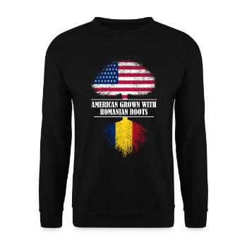 American grown with Romanian roots flag - Unisex Sweatshirt - black - Front - Alina (178cm) & Michal (187cm)