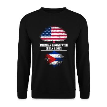 American grown with Cuban roots flag - Unisex Pullover - Schwarz - Vorne - Alina (178cm) & Michal (187cm)