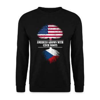 American grown with Czech roots flag - Unisex Pullover - Schwarz - Vorne - Alina (178cm) & Michal (187cm)
