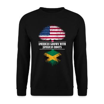 American grown with Jamaican roots flag - Unisex Pullover - Schwarz - Vorne - Alina (178cm) & Michal (187cm)