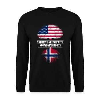 American grown with norwegian roots Norway - Unisex Sweatshirt - black - Front - Alina (178cm) & Michal (187cm)