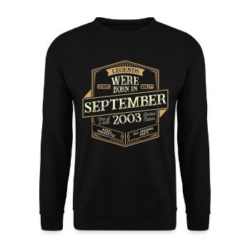 Septembre 2003 Anniversaire Homme - Sweat-shirt Unisexe - noir - Devant - Alina (178cm) & Michal (187cm)