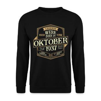Oktober 1937 Geburtstag Mann - Unisex Pullover - Schwarz - Vorne - Alina (178cm) & Michal (187cm)