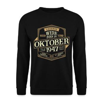 Octobre 1947 Anniversaire Homme - Sweat-shirt Unisexe - noir - Devant - Alina (178cm) & Michal (187cm)