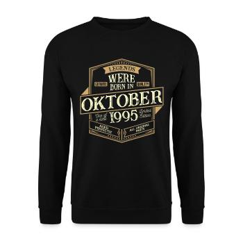 Oktober 1995 Geburtstag Mann - Unisex Pullover - Schwarz - Vorne - Alina (178cm) & Michal (187cm)