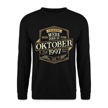 Oktober 1997 Geburtstag Mann - Unisex Pullover - Schwarz - Vorne - Alina (178cm) & Michal (187cm)